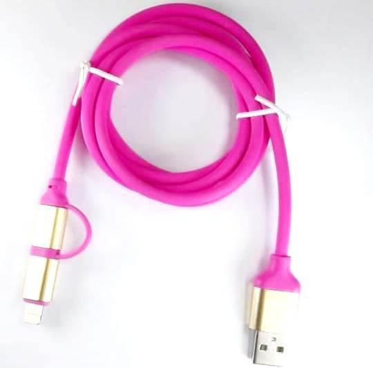 Detec Data Cable - 2 - in - 1 USB Type Data & Charging Cable - pink - Detech Devices Private Limited