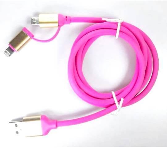 Data Cable - 3 - in - 1 Type C & Micro USB & Lightning Port (pink) (Pack of 8)