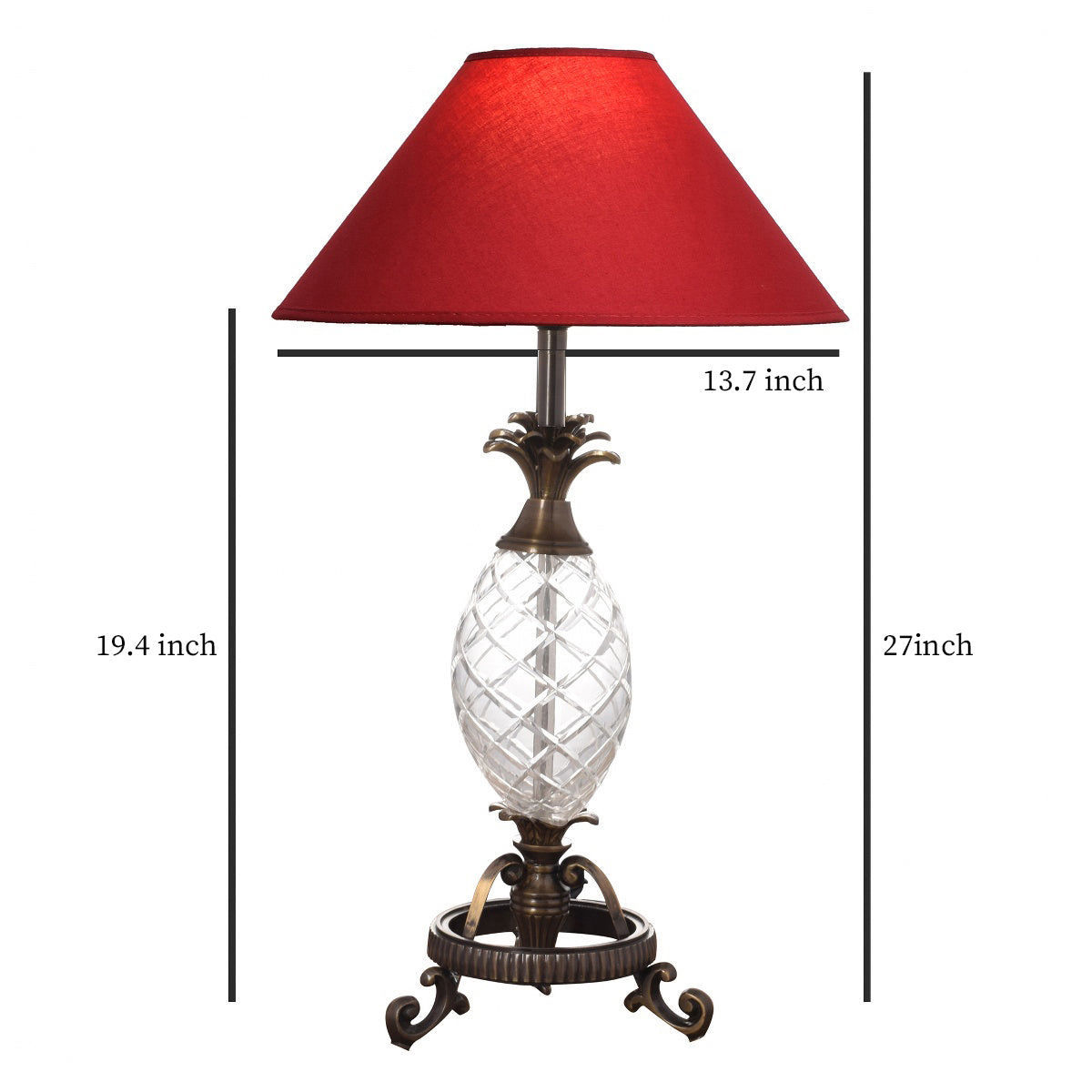 Detec Maroon Brass Table Lamp