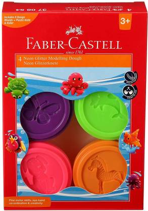 Faber Castell 4 Neon Glitter Modelling Dough Pack of 10
