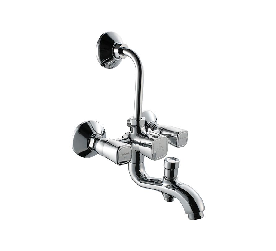 Hindware Wall Mixer 3 in 1 with  Provision for Both Overhead  Shower & Hand Shower with 115 mm Long Bend Pipe (F740022)