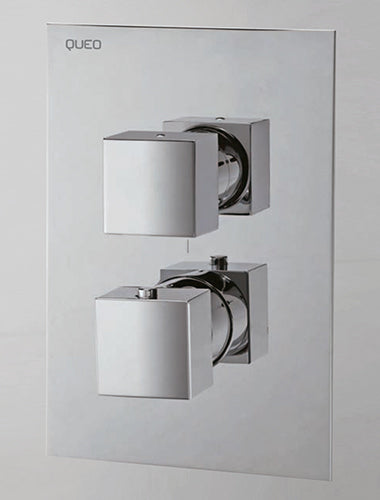Queo Thermostatic Mixer with integrated 3-way diverters (3 outlets + 1 Shared between ports)