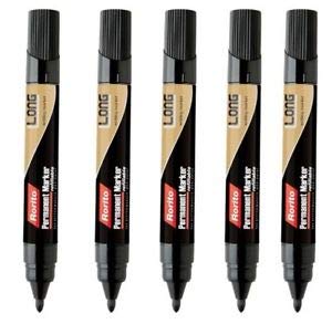 Detec™ Rorito Permanent Refillable Long Writing Marker Pen, Black - Pack of 20