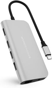 HyperDrive USB C Hub Adapter for iPad Pro MacBook Pro Air Silver