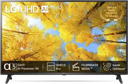 ओपन बॉक्स अप्रयुक्त LG UQ7500 108cm 43 इंच अल्ट्रा HD 4K LED स्मार्ट वेबOS टीवी