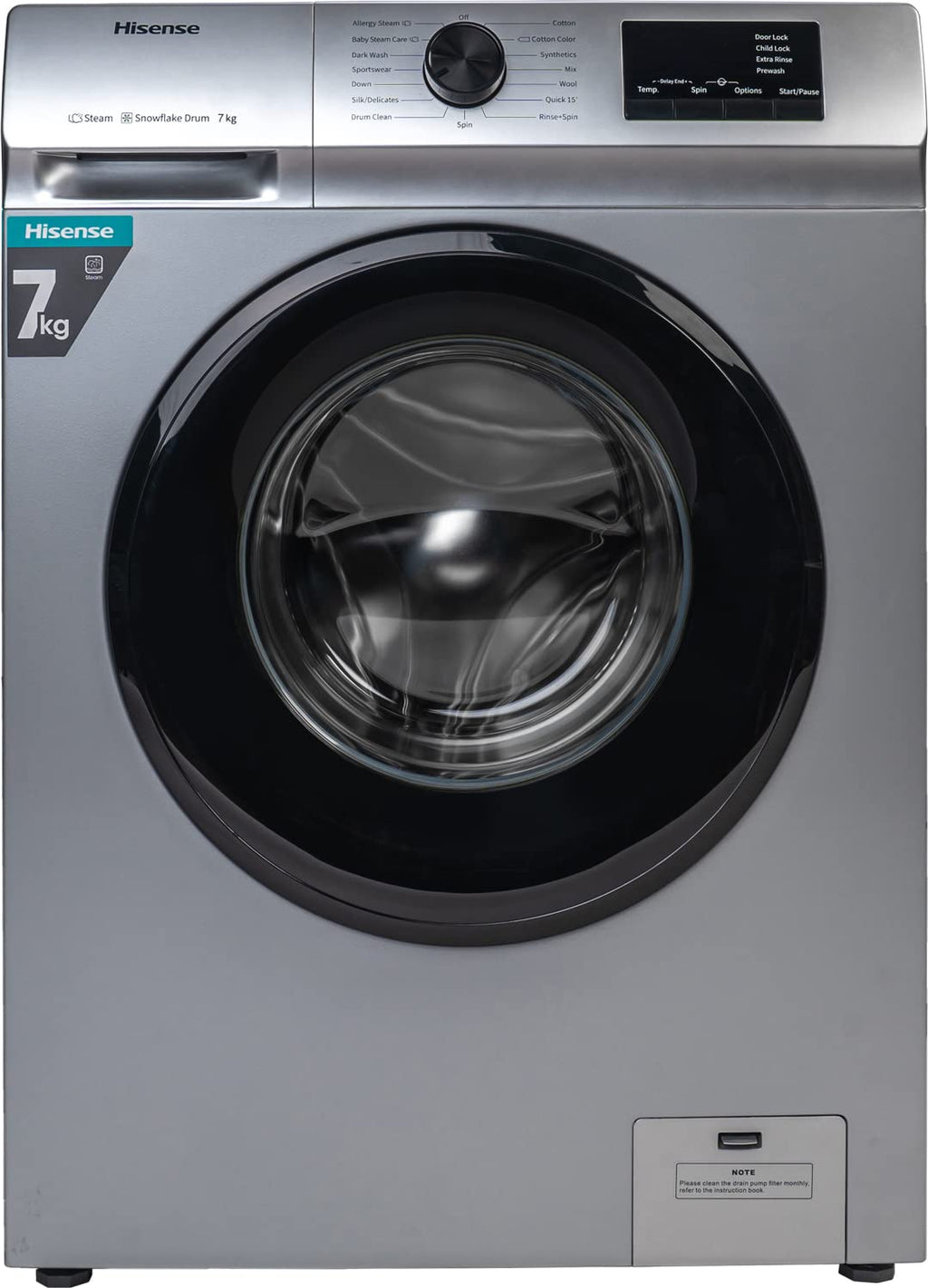 Hisense 7.0 किलोग्राम फुली ऑटोमैटिक फ्रंट लोडिंग वॉशिंग मशीन WFVB7012MS