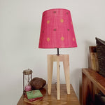 Load image into Gallery viewer, Jet Beige Wooden Table Lamp with Red Printed Fabric Lampshade
