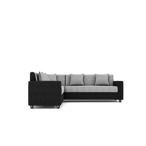 Detec™Comoros Plus Fabric 6 Seater Finish Color Black Grey Sofa Set