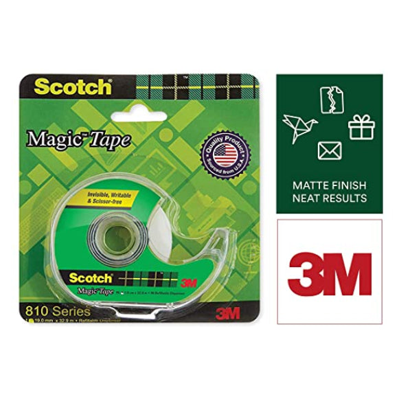 Detec™ 3M Scotch Magic Tape With Dispenser(Pack of 5)