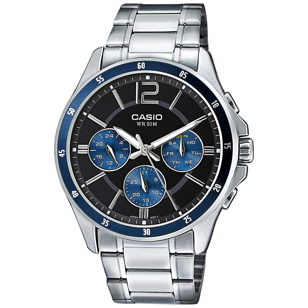Casio Enticer Men A1646 MTP-1374HD-2AVIF Silver Multi Dial Men's Watch