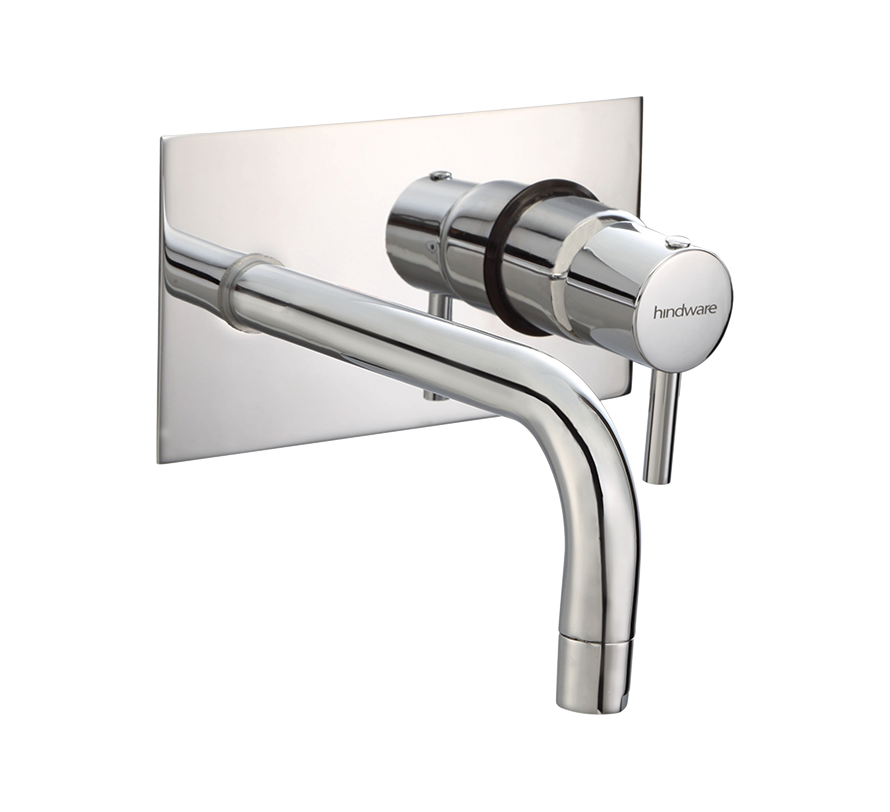 Hindware Flora Exposed Part Kit of  Wall Mounted Basin Tap  Consisting of Operating Lever,  Wall Flange & Spout  (Compatible with F860011) F280035