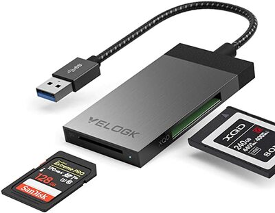 Velogk Xqd Card Reader USB 3.0 Aluminum Dual XQD SD Memory Card