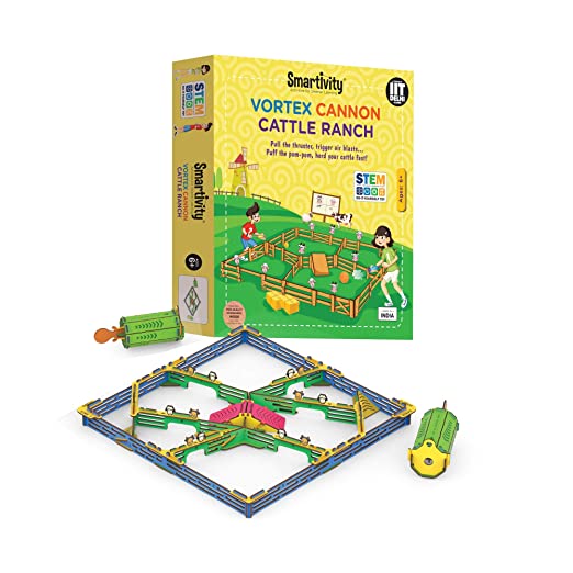 स्मार्टिटी वोर्टेक्स कैनन कैटल रैंच स्टेम एजुकेशनल DIY फन खिलौने, 6 से 14 साल के बच्चों के लिए शैक्षिक और निर्माण आधारित गतिविधि गेम, लड़कों और लड़कियों के लिए उपहार, साइंस इंजीनियरिंग प्रोजेक्ट सीखें, भारत में निर्मित 8 का पैक