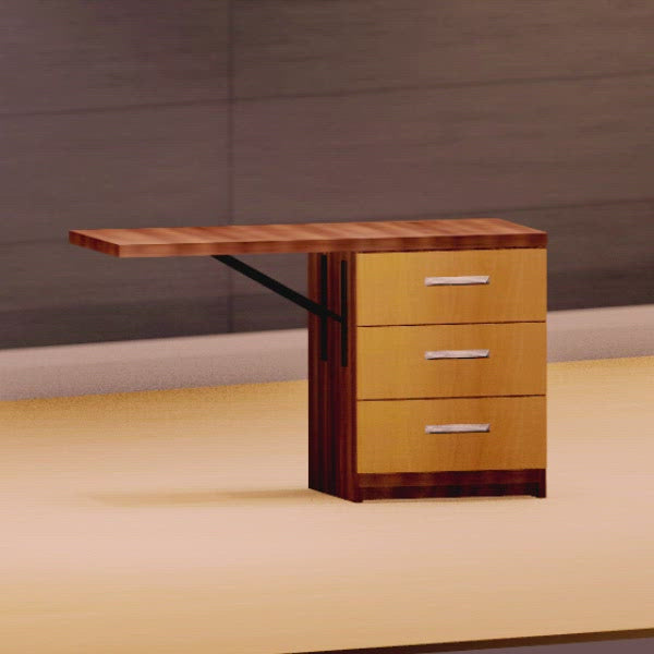 Detec™ Foldable Study Table with Drawer Storage - African Oak Finish