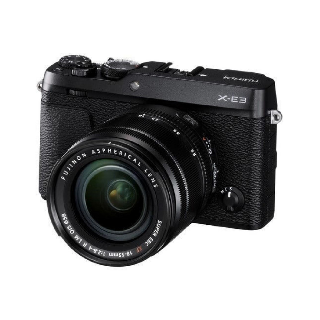 फुजीफिल्म एक्स ई3 मिररलेस डिजिटल कैमरा 18 55 मिमी लेंस के साथ काला