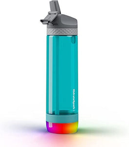 HidrateSpark PRO स्मार्ट पानी की बोतल ट्राइटन प्लास्टिक, पानी के सेवन को ट्रैक करती है और हाइड्रेटेड रहने की याद दिलाने के लिए चमकती है - स्ट्रॉ ढक्कन - समुद्री ग्लास