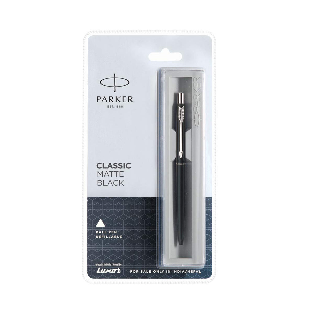 डिटेक™ पार्कर क्लासिक मैट ब्लैक क्रोम ट्रिम बॉल पेन
