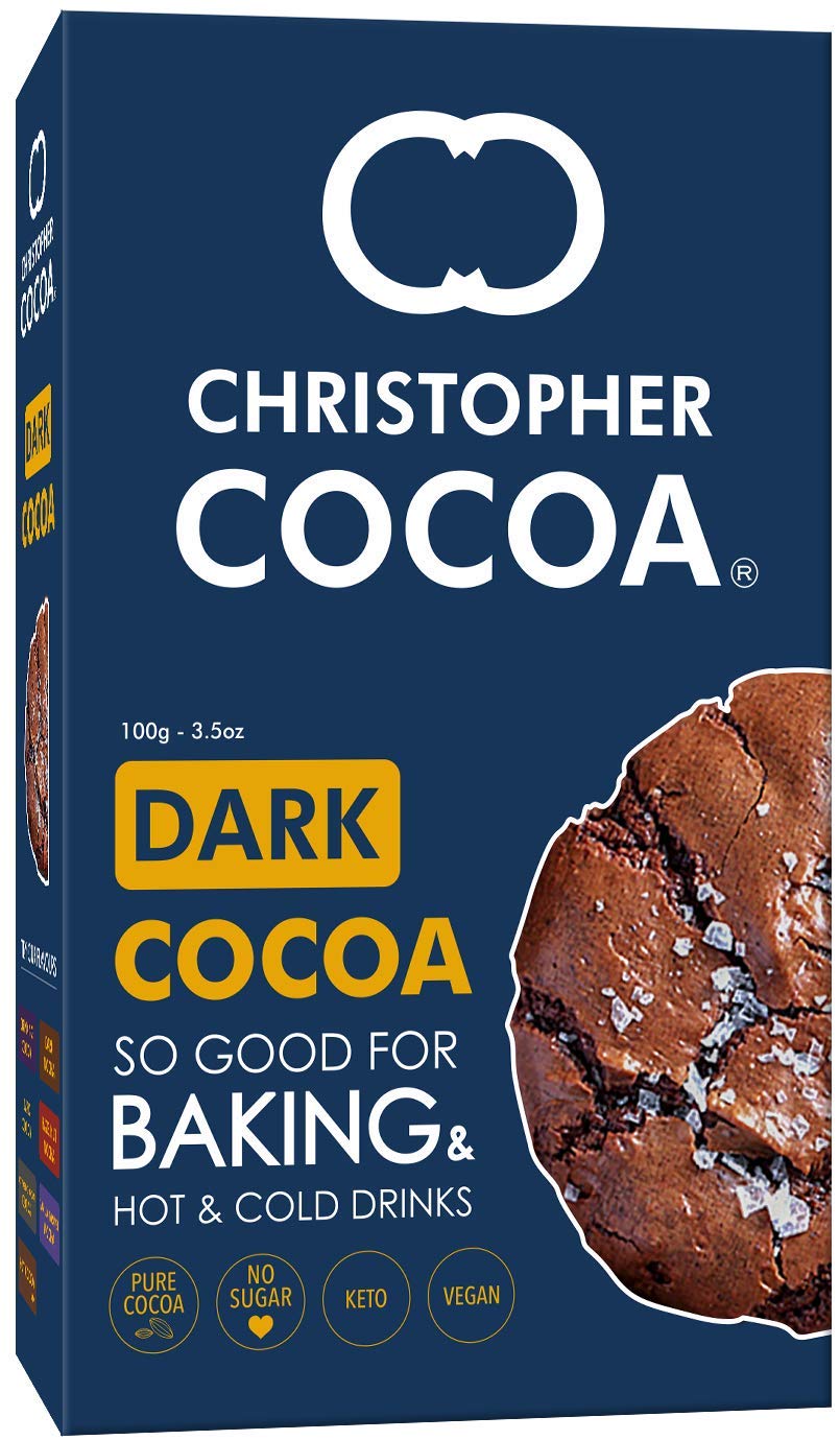 Christopher Dark Cocoa Powder, Unsweetened, 100g (Pack of 2)