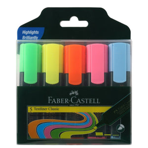 Faber Castell Textliner Highlighter Set of 5 Assorted Colors (Pack of 10)