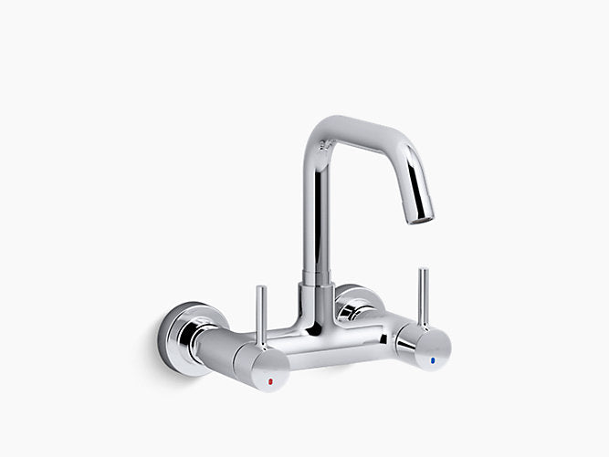 Kohler Cuff K-37315IN-4-CP Cuff 2 handle wall mount kitchen mixer in polished chrome