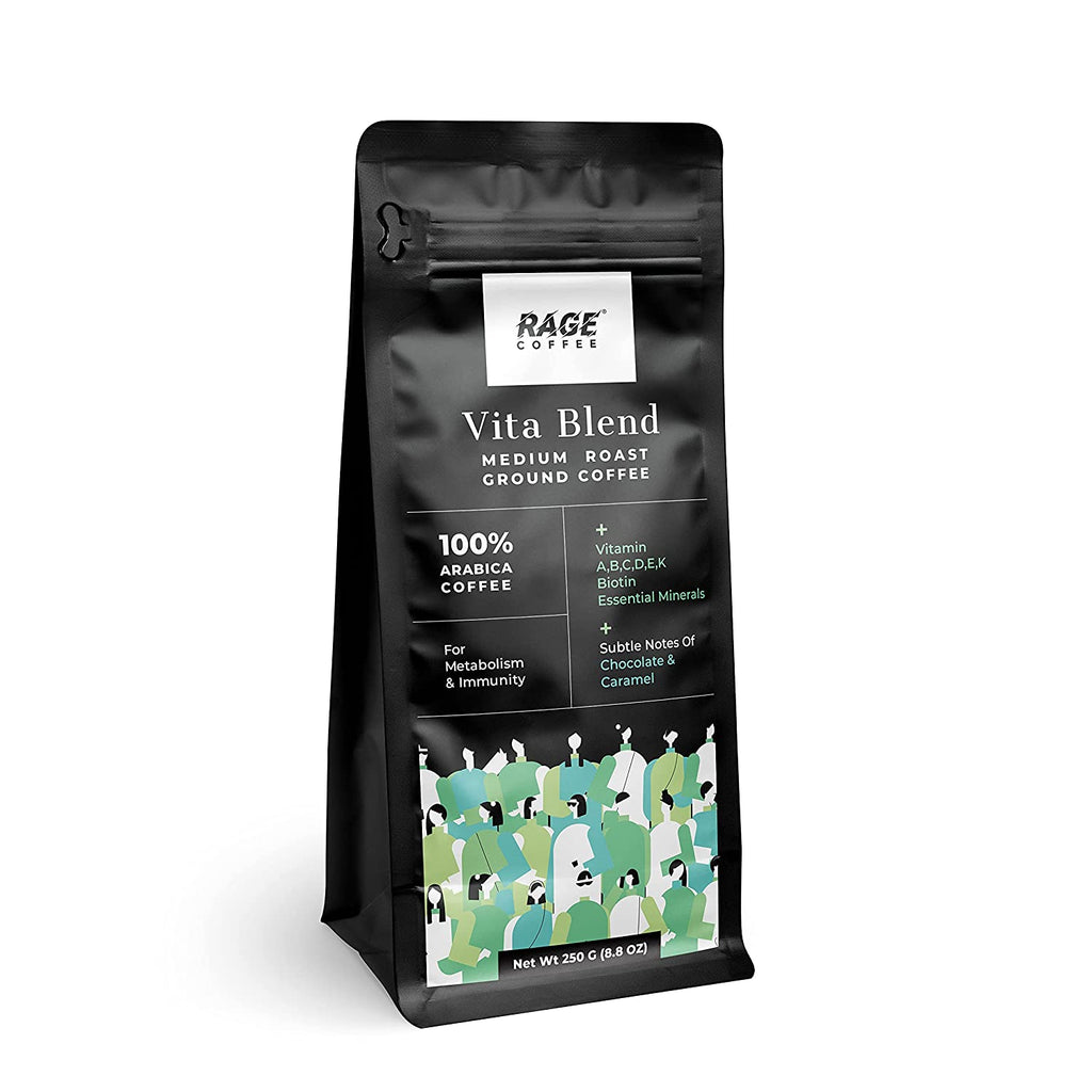 Rage Coffee 250gms Vita Blend Ground Coffee Powder For French Press, Moka Pot, South Indian Filter Press