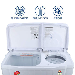 Onida 8 kg 5 Star Cuff and Collar Wash, Designer Glass Lid Semi Automatic Top Load Washing Machine (S80GSB)