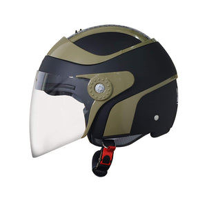 Detec™ Open Face Helmet (Large, Matt Black Desert Storm with Clear Visor)