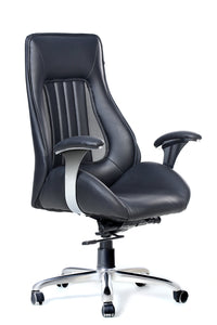 Detec™ Adiko Stylish Director Office Chair In Black leatherette tapestry.
