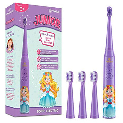 Vekkia Princess Kids Electric Toothbrush, 2 Minutes Timer for Age 3+