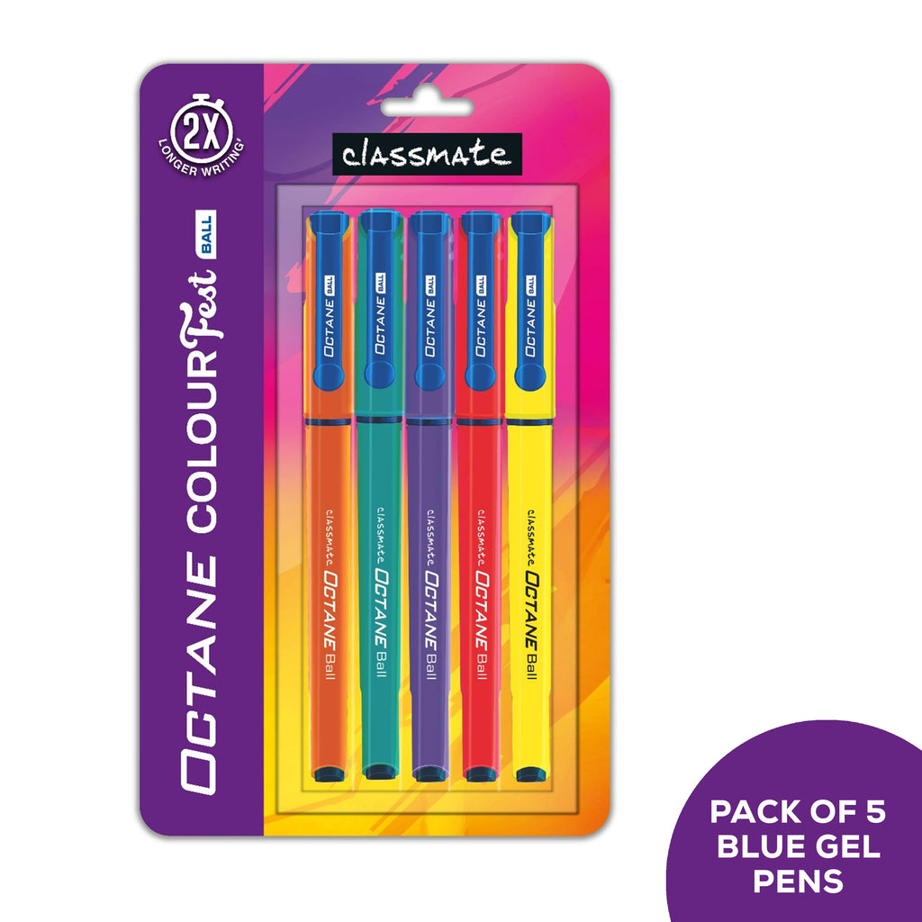 क्लासमेट ऑक्टेन बॉल पेन कलर फेस्ट सीरीज- नीला (36 का पैक) कुल 20 पेन [5 पेन प्रति पैक]