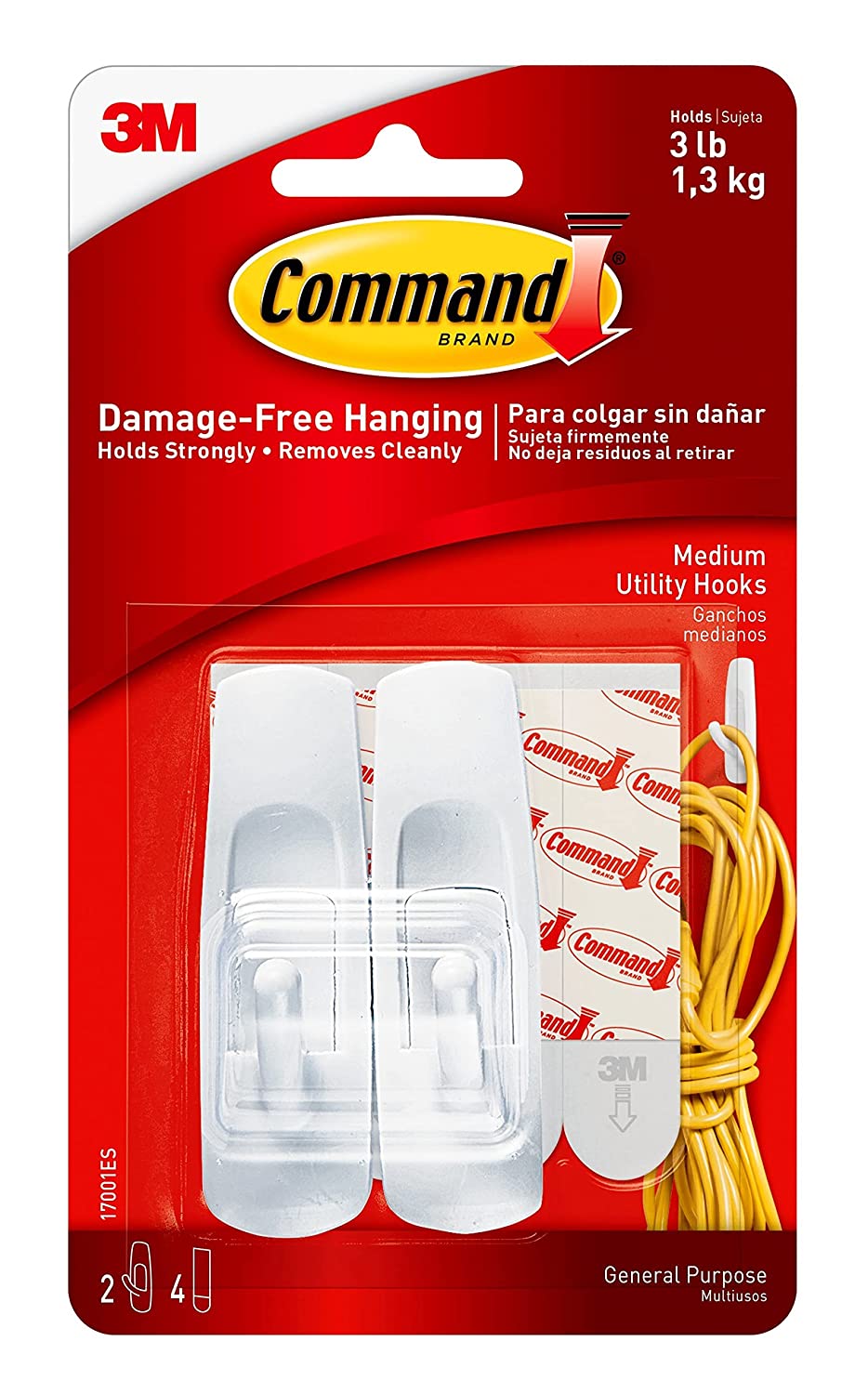 Detec™  Command Plastic Utility Hook for wall, Medium Pack of 40