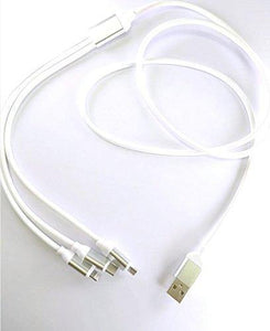 3 - in - 1 USB Type Data & Charging Cable - Type C & Micro USB & Lightning Port - White Colour- 1 Meter - 2 A - Detech Devices Private Limited