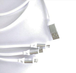 3 - in - 1 USB Type Data & Charging Cable - Type C & Micro USB & Lightning Port - White Colour- 1 Meter - 2 A - Detech Devices Private Limited