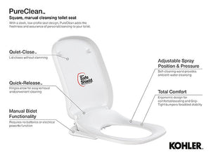 Kohler Pureclean Manual cleansing bidet seat (Square)