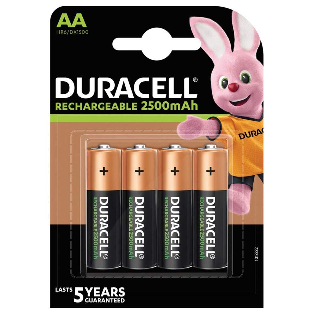 Duracell Rechargeable AA 2500mAh Batteries, Total 4 Cell