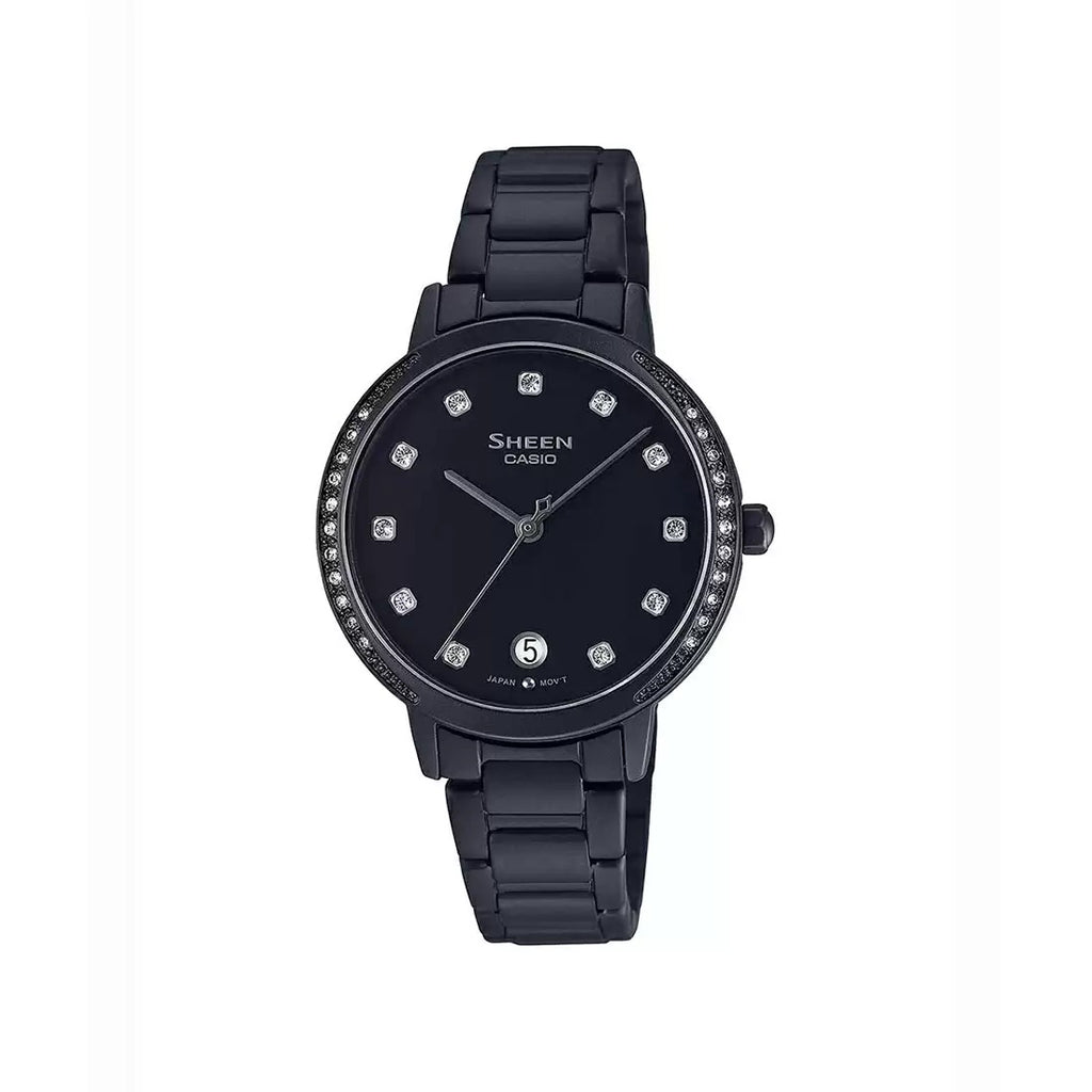 Casio Sheen SHE 4056BD 1AUDF SH235 Black IP Analog Women's Watch