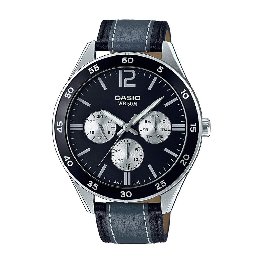 Casio Enticer MTP E310L 1A1VDF A1178 Grey Black Leather Men's Watch