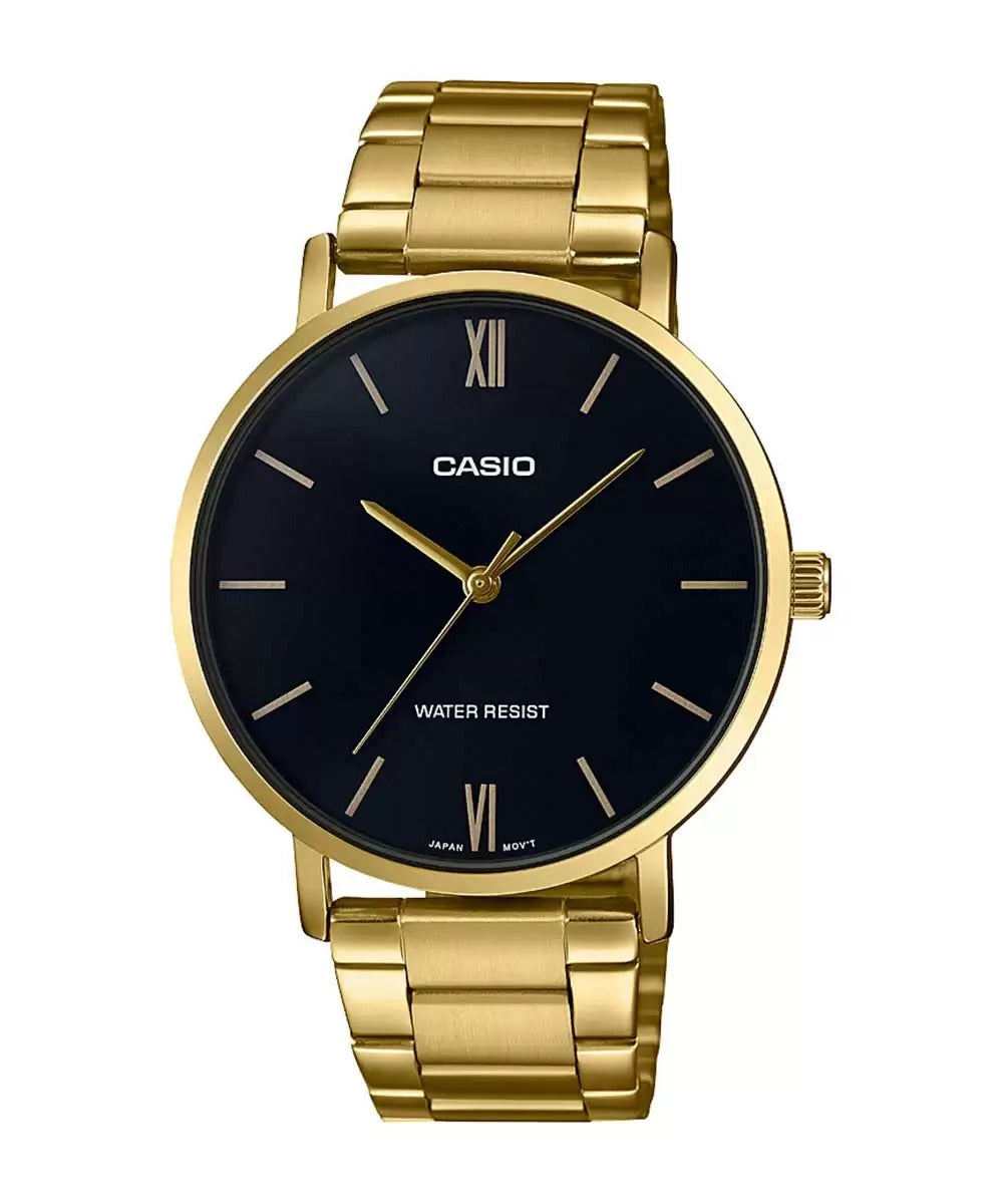 Casio Enticer MTP VT01G 1BUDF A1777 Gold Black Analog Men's Watch