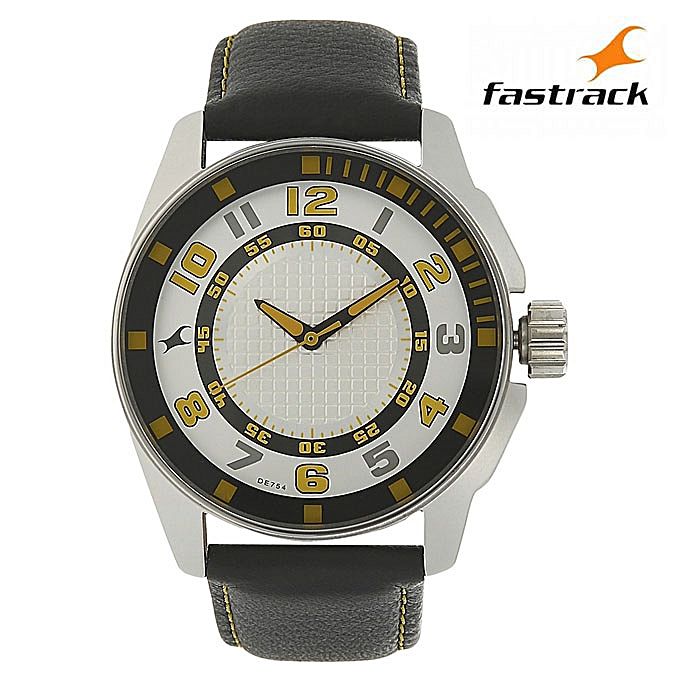 Fastrack White Dial Leather Strap Casual Analog Watch For Men 3089SL11