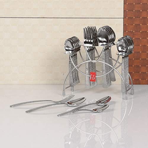 Detec™ FNS 24 Pcs Cutlery Set in Madrid Hammer Finish with Stand