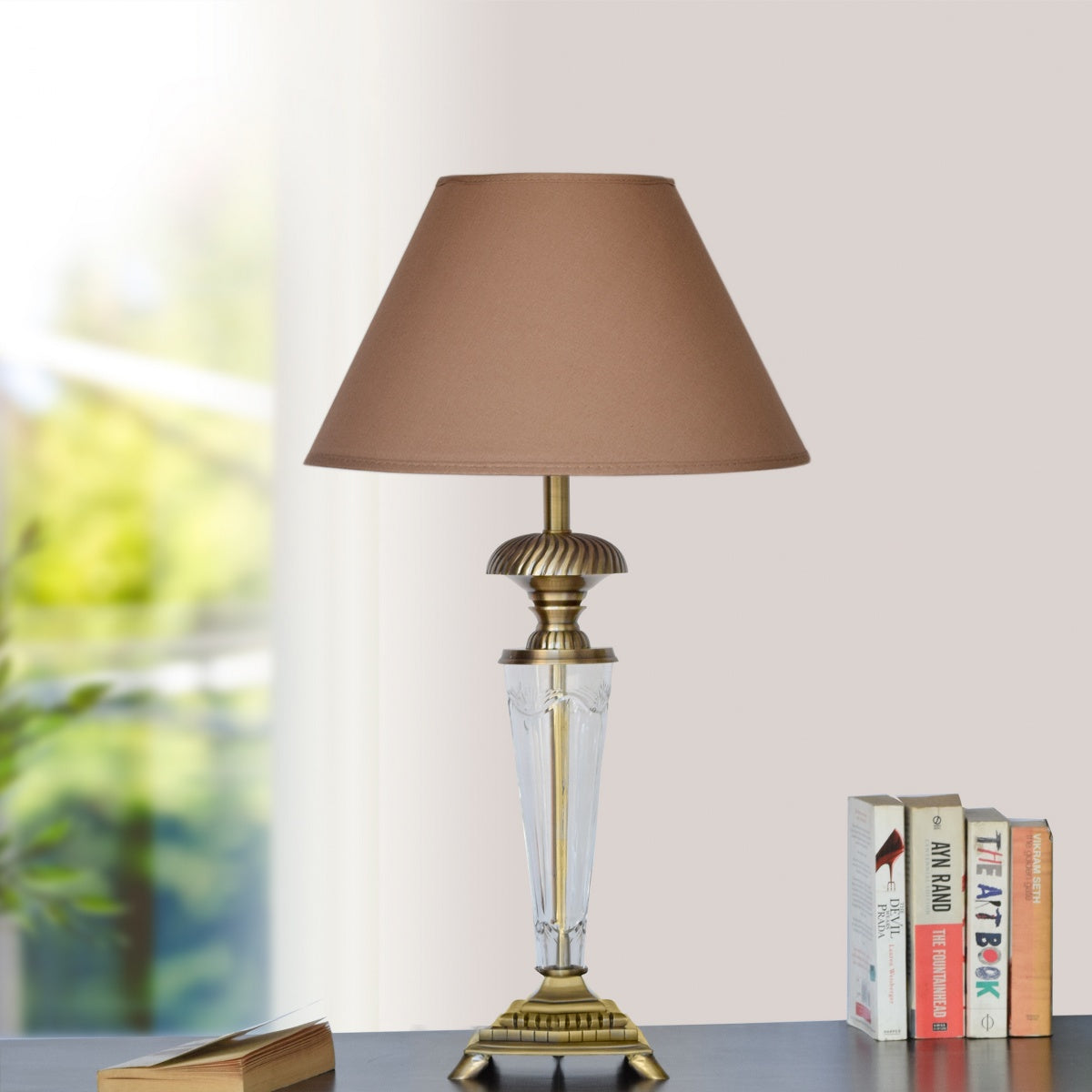 Detec Beige Brass Table Lamp