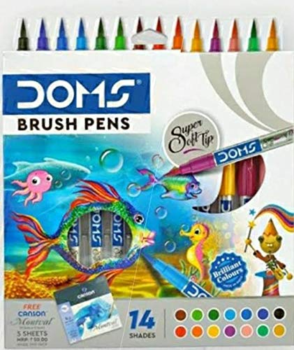 Doms Brush Pen 14 Shades Pack of 20