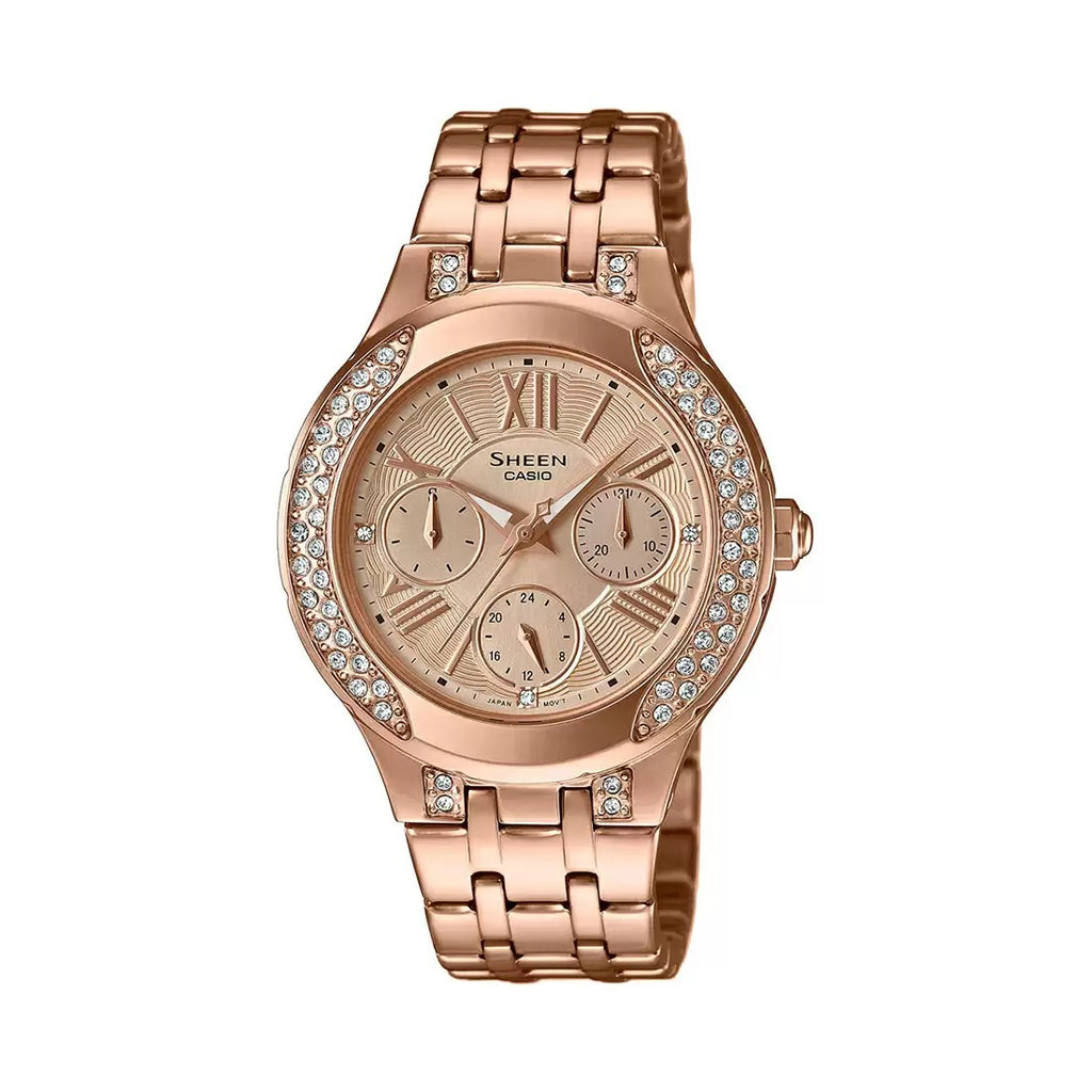 Casio Sheen SHE 3809PG 9AUDR SX177 Pink Gold IP Women's Watch