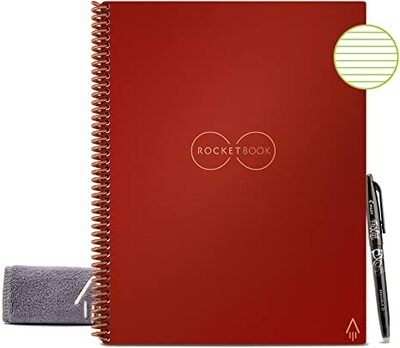 Rocketbook Smart Reusable Notebook Lined Eco Friendly Notebook Scarlet Sky Cover