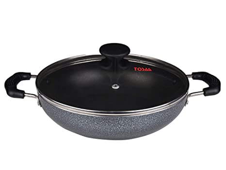 Tosaa Non-Stick 2 L Kadhai with Glass Lid 24 cm Induction