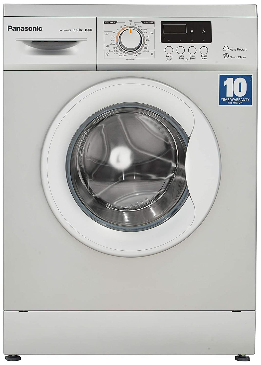 पैनासोनिक 6 किलोग्राम फुली-ऑटोमैटिक फ्रंट लोडिंग वॉशिंग मशीन Na-106mc2l01