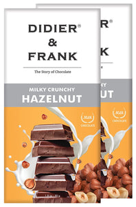 Didier & Frank Crunchy Hazelnut Milk Chocolate, 50g Pack of 2