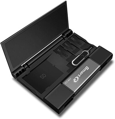 SmartQ C350 USB C and USB A USB Memory Card Reader Grey Trio w Case