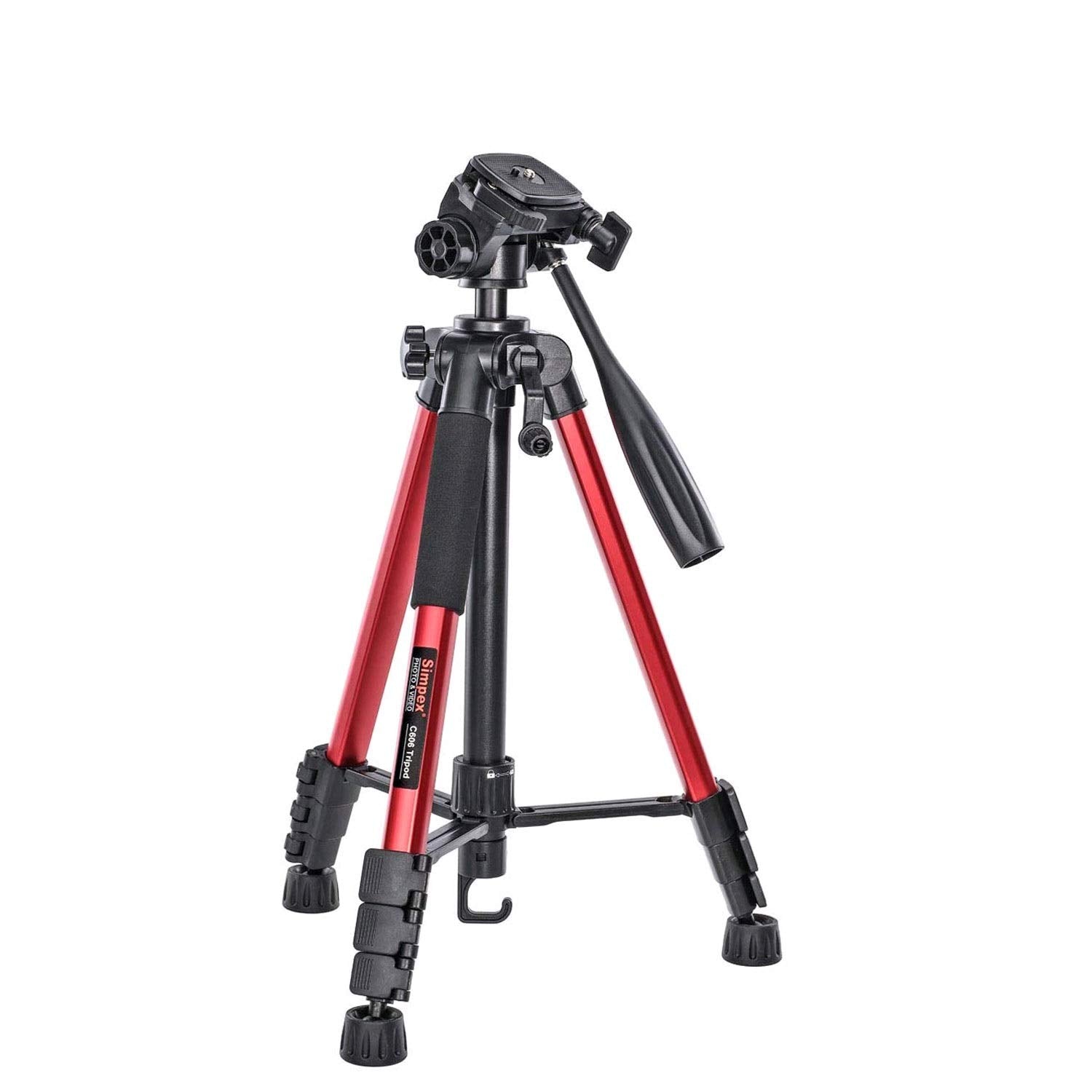 Simpex Tripod C-606 - Professional Tripod with Carry Bag (Red)