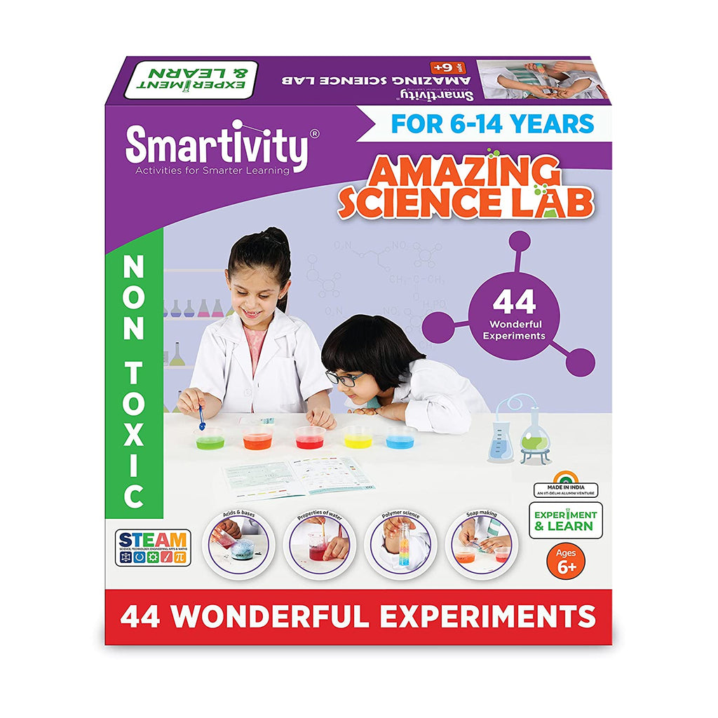 Smartivity Amazing Science Lab | 44+ Chemistry Science Experiment Kit for Boys & Girls Aged 6 - 14, Kids Safe & Non - Toxic Chemistry Kit for Birthday Gifts | STEM Educational DIY Fun Toys by IIT Delhi Alumni | Made in India  (Multicolor) Pack of 10
